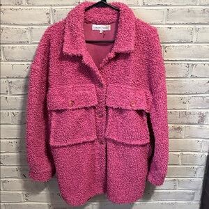 English Factory Button Up Teddy Jacket Size Medium